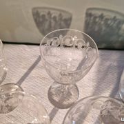 7 white wine/port glasses ART NOUVEAU - floral decoration - Baccarat Fine 19