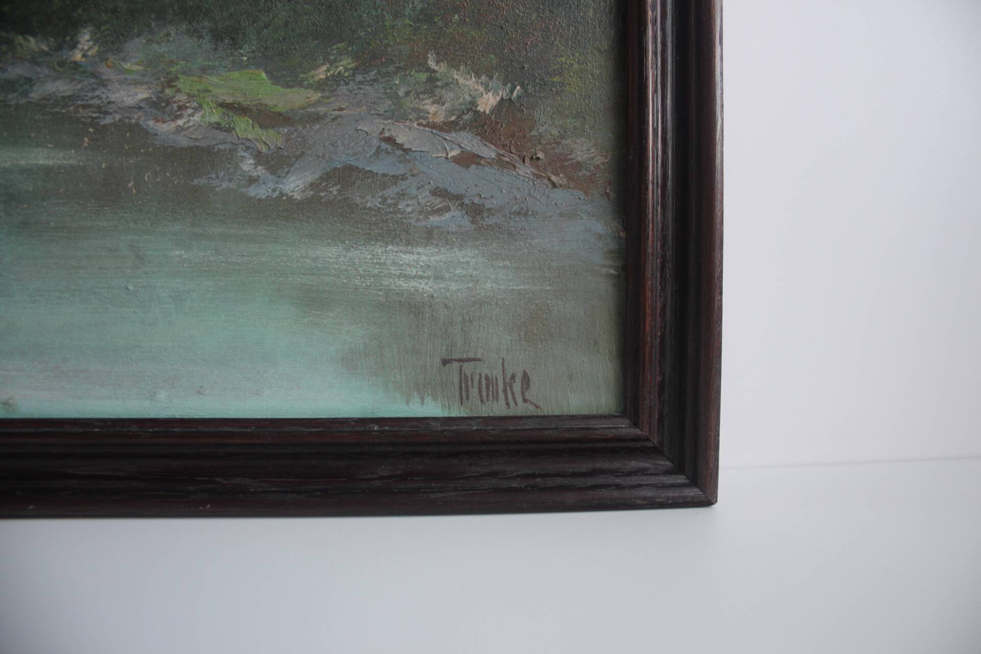 Hand painted painting, oil on fiberboard, signed, Czechoslovakia, 1960's.