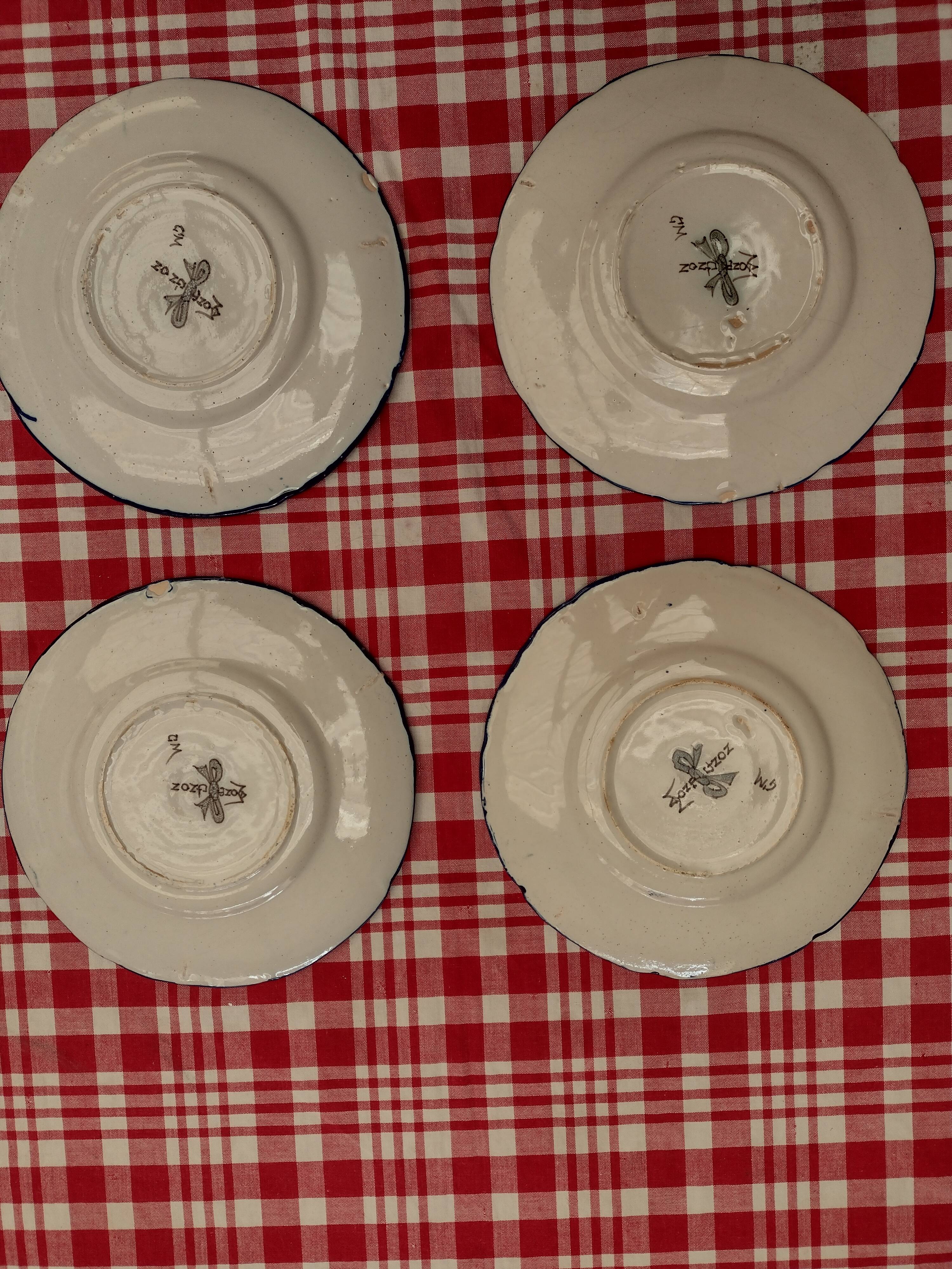 4 plates Nevers montagnon early XXth