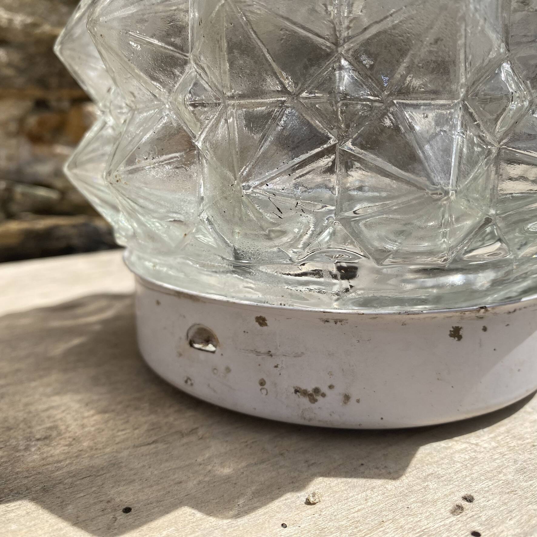 Mini ceiling light in moulded glass, 1970s.
