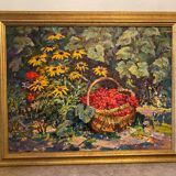 Basket of Russian school cherries