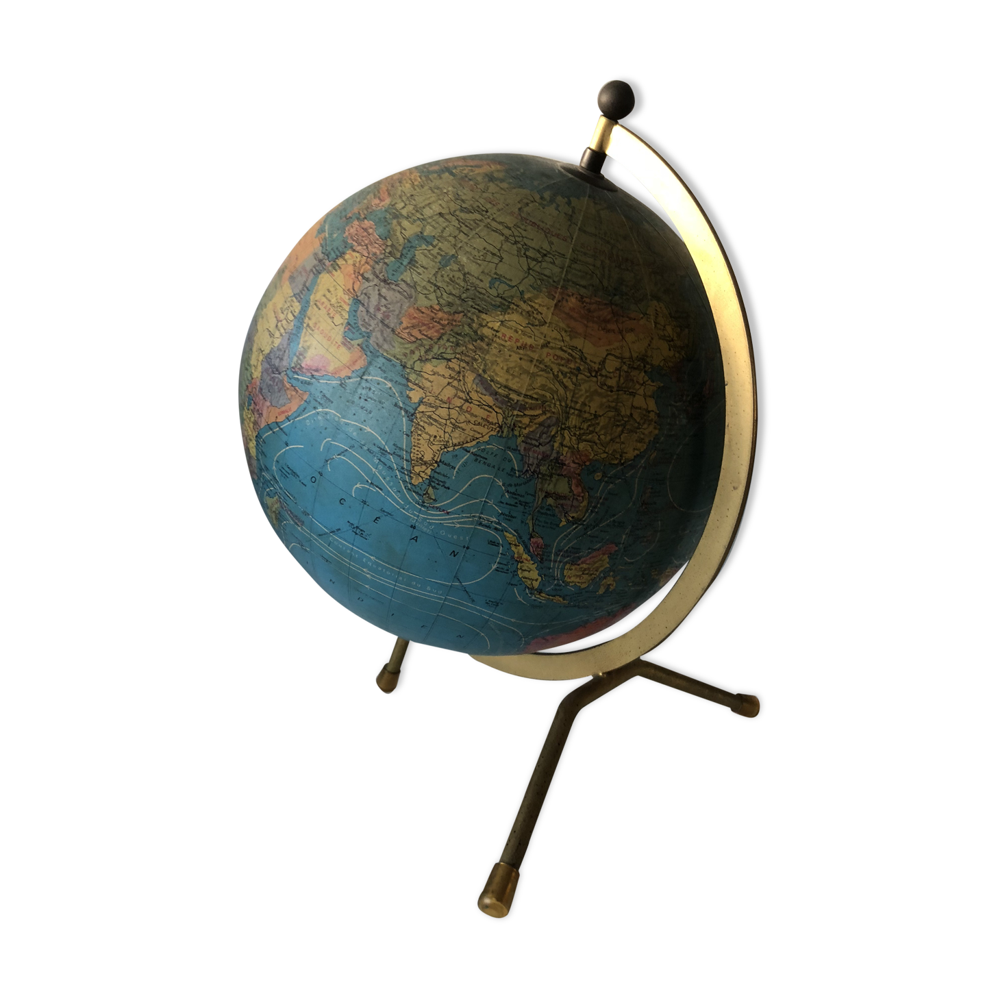 World map globe tripod vintage