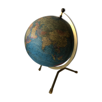 Globe terrestre mappemonde tripode vintage