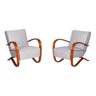 Pair of Restored H-269 Armchairs, by Jindrich Halabala, UP Zavody, Czech, 1930s