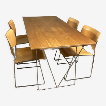 Ensemble table en chêne et chaises 40/4 vintage