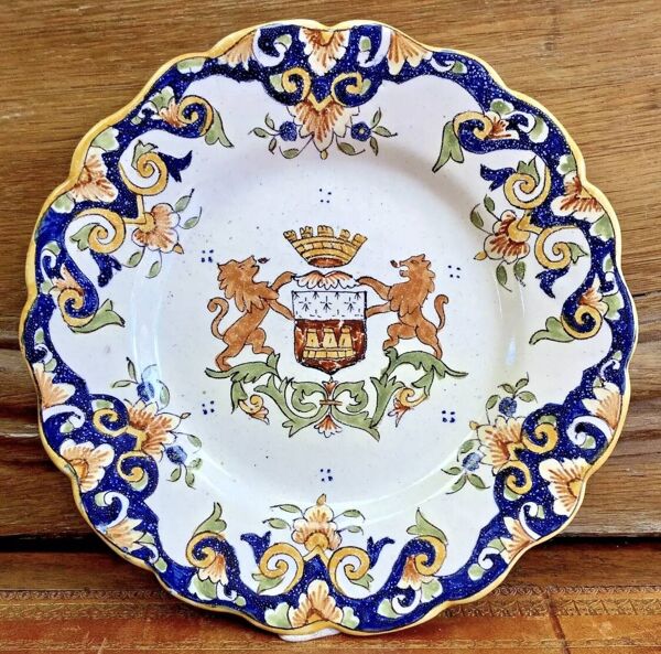 6 anciennes assiettes à dessert Desvres Fourmaintraux Rouen modèle Dinan 2