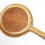 Wicker hand mirror