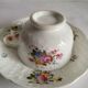 Antique Cup and Saucer in Porcelain with Hand-Painted Floral Decoration