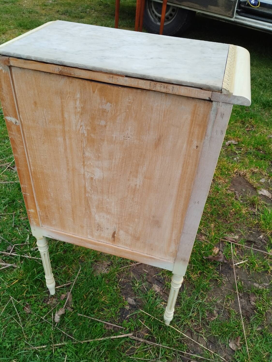 Antique Louis XVI style chest of drawers with marble top