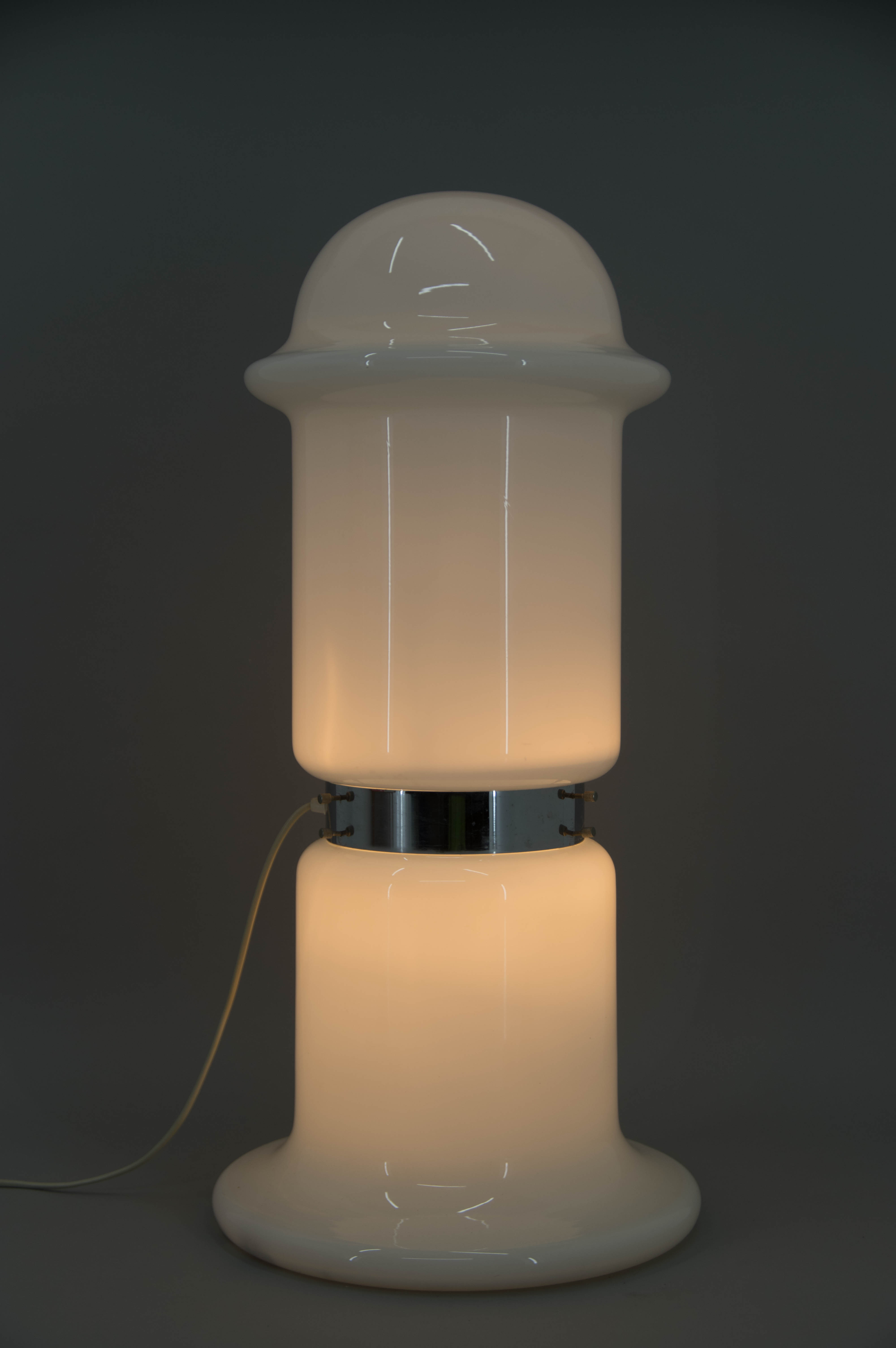 White glass floor lamp, czechoslovakia, 1970s