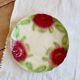 Vintage dessert plate in majolica – Red rose decoration