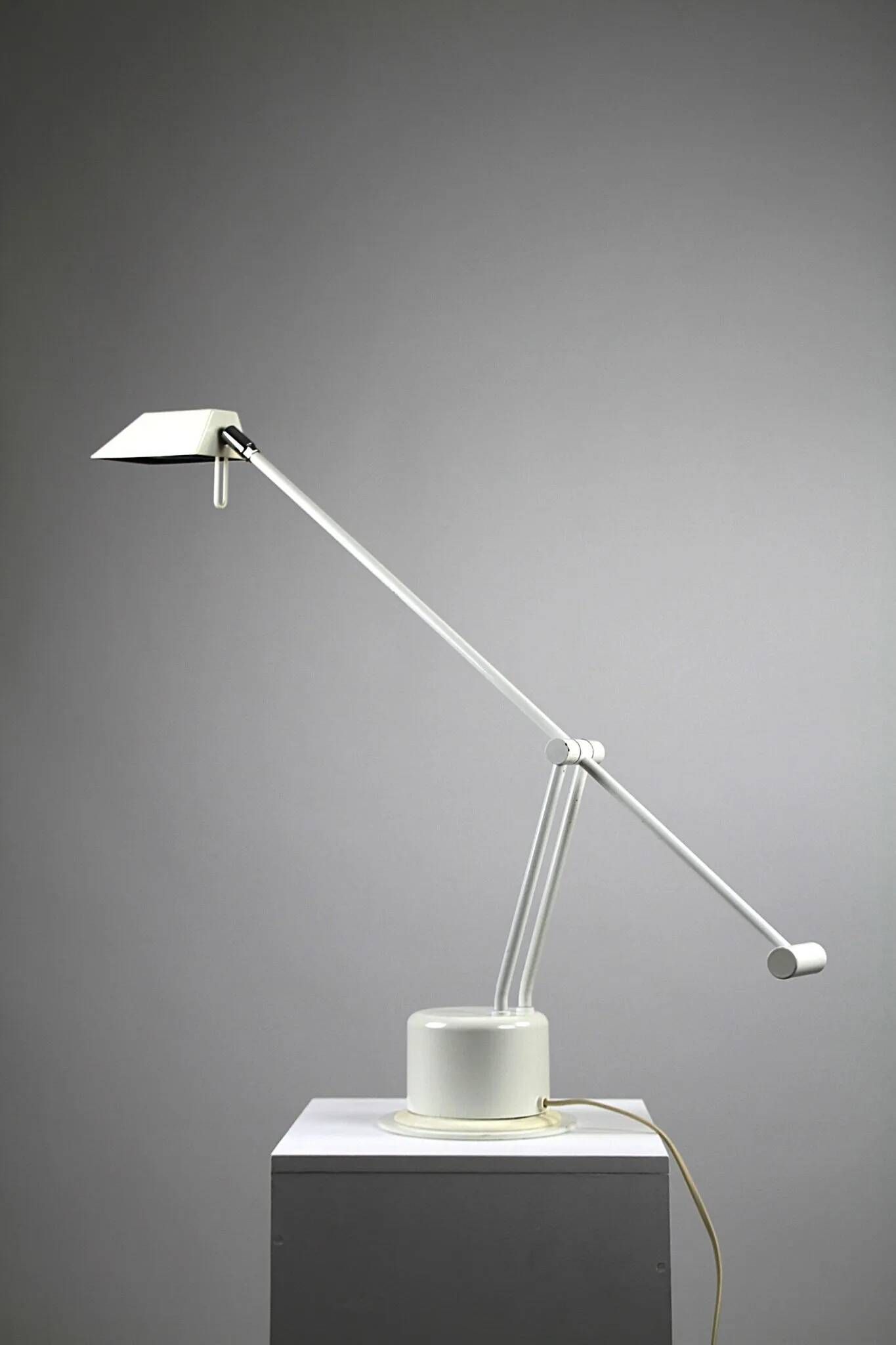 Minimalist White Adjustable Desk Lamp by Massive, Belgium — 1980s