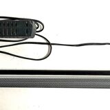 Black lacquered perforated metal table lamp with neon lighting - vintage from the 80s / 90s