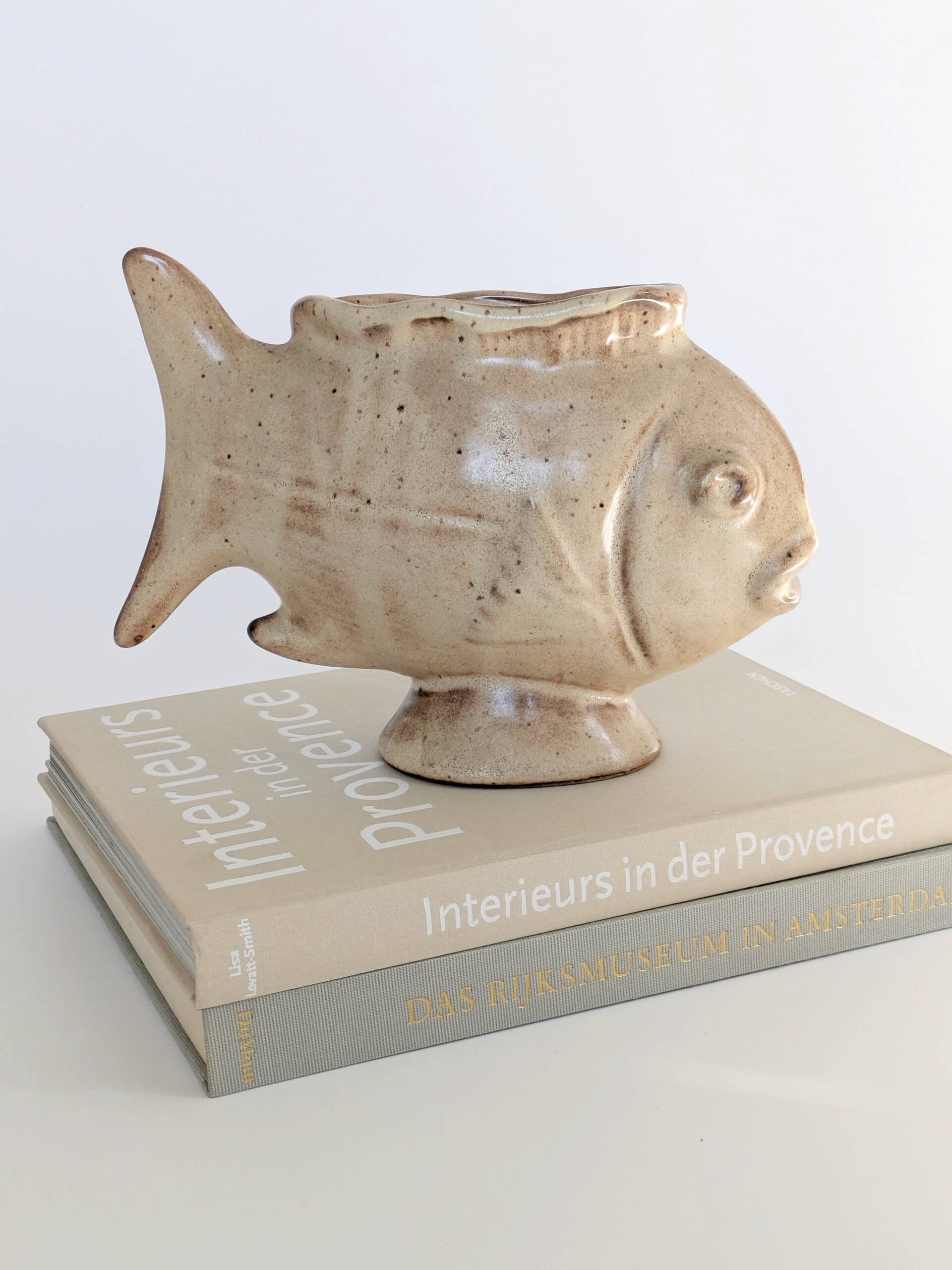 Vintage fish-shaped pot, French ceramic, 1960s