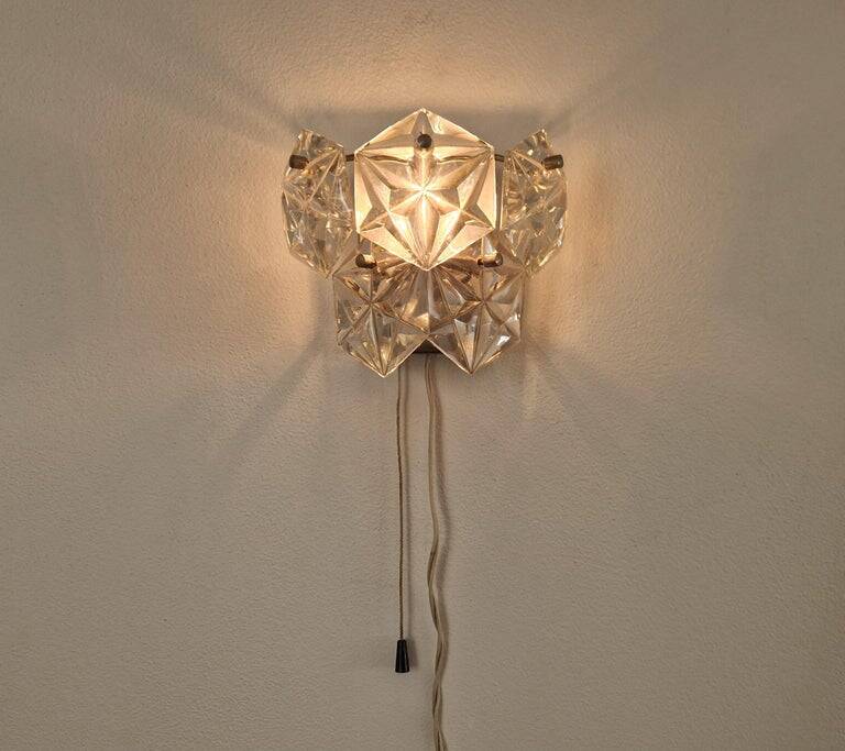 Rare Midcentury Glass Wall Lamp in Style of Kinkeldey, 1960s.