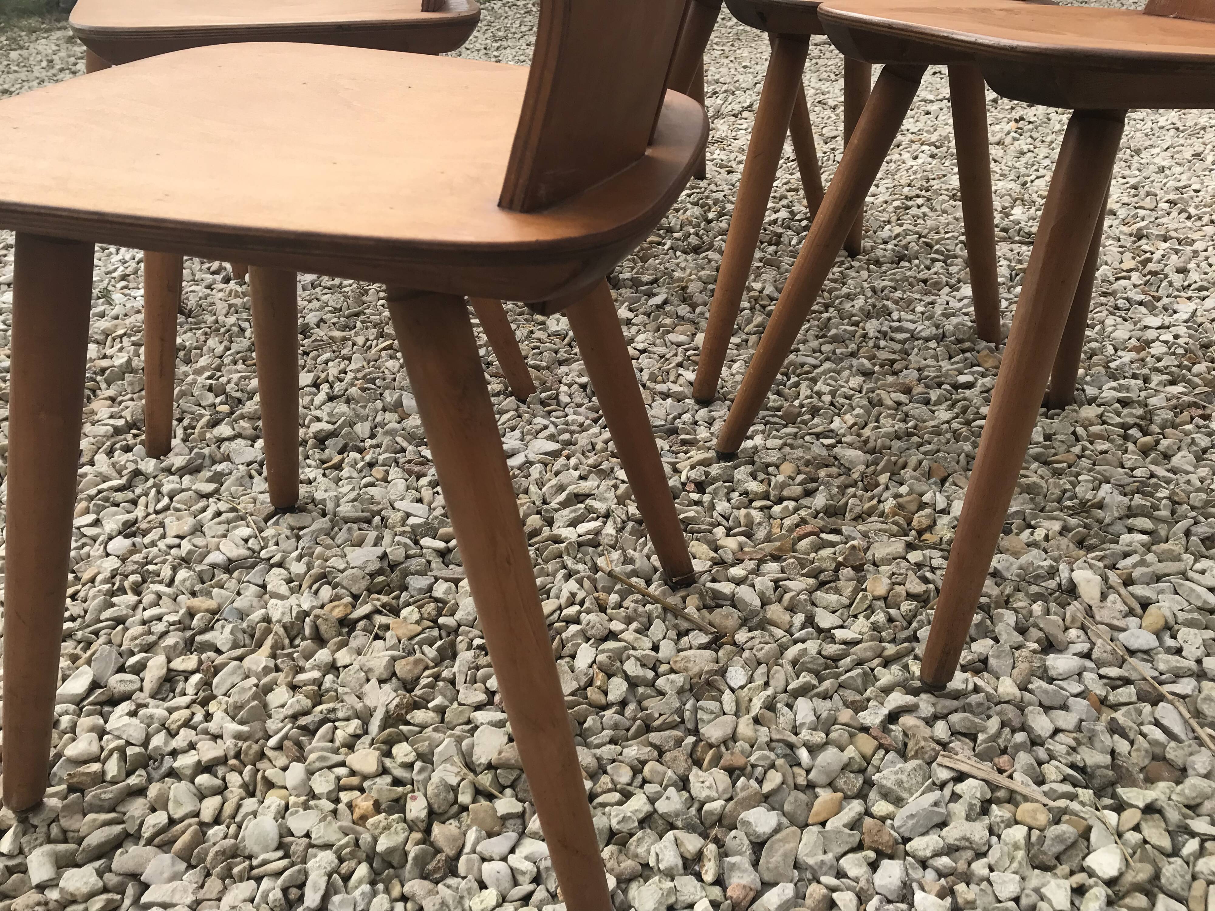 Set of 6 vintage brutalist chairs 1960-1980