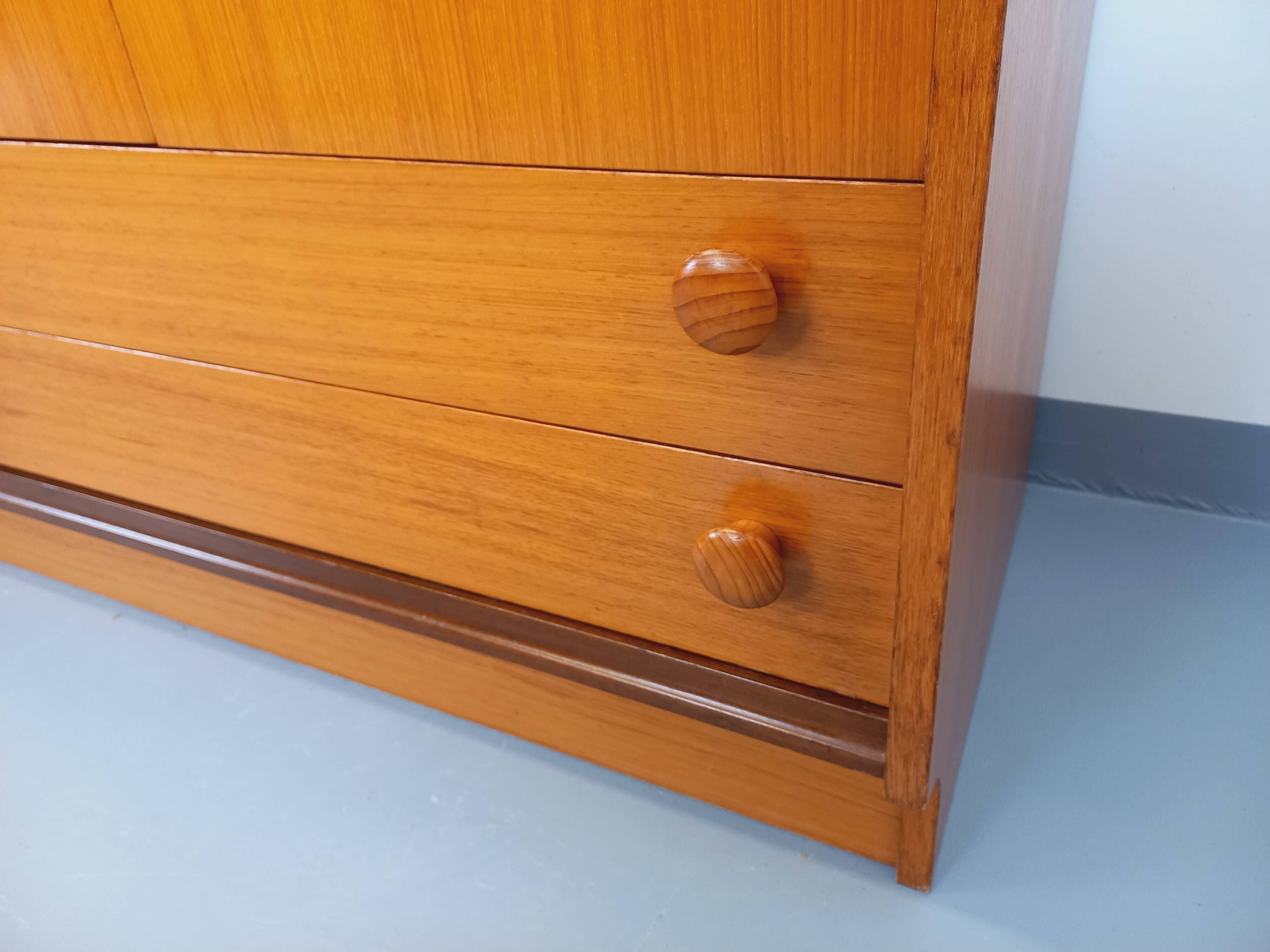 Vintage modernist teak and walnut wardrobe from the 60s and 70s