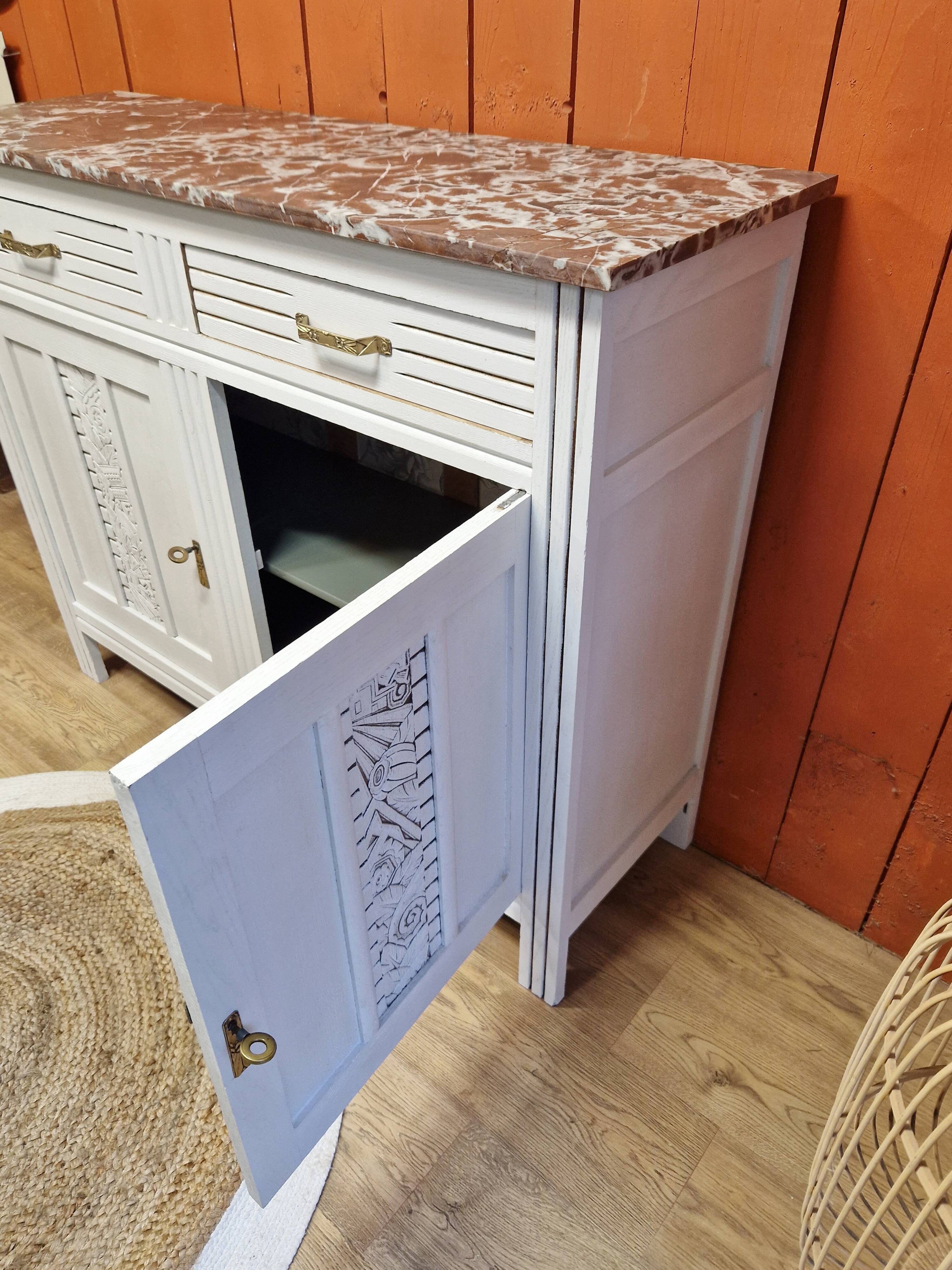 Restyled Art Deco sideboard with marble top