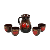 West germany jug and mugs vintage pitcher juice pottery scheurich 419-18