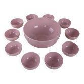 Ensemble de bols en céramique rose, design français, années 1980, fabriqué en France.