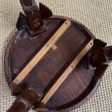 Tripod pedestal table/ side table in inlaid and carved teak