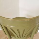 Vintage Thonet Style Bentwood Swivel Chair - Olive Green Retro Armchair