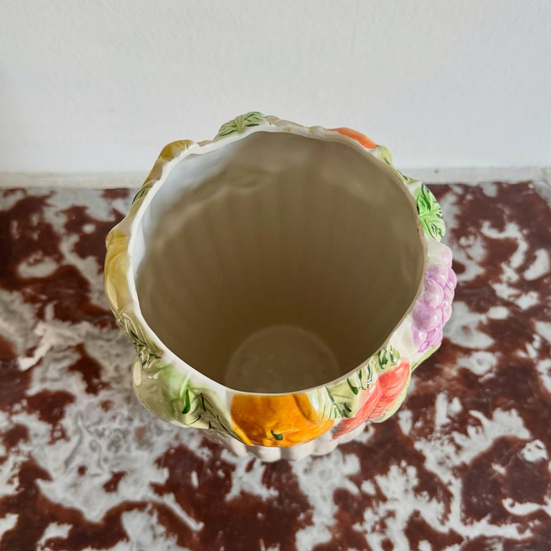 Slipware vase with fruit decoration
