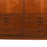 High Quality Danish Highboard with Brass Handle Inlays 1950s