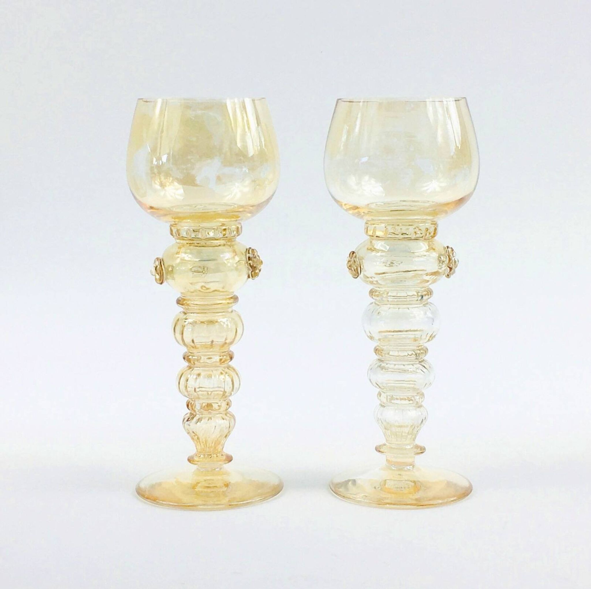 Verres à vin en verre soufflé à la main de Roemer, Allemagne, années 1900
