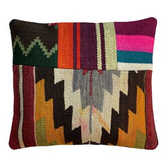 Housse de coussin en patchwork turc vintage, 40 x 40 cm