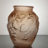 Art Deco glass paste vase Vine leaves signed Souchon Neuvesel