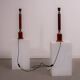 Set of French Empire style lamps made from amber bakelite and brass