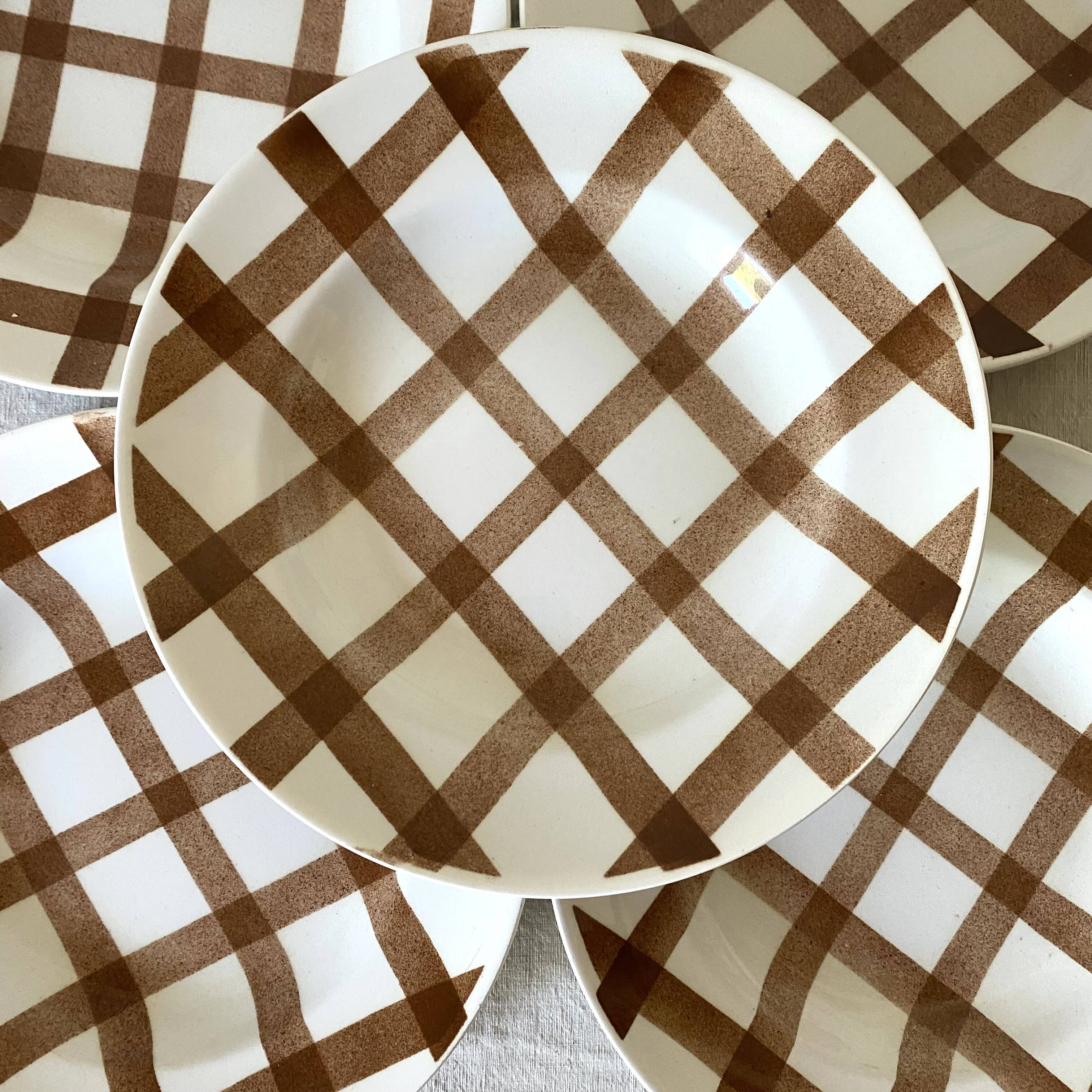 Deep plates Moulin de Loups gingham Glasgow model