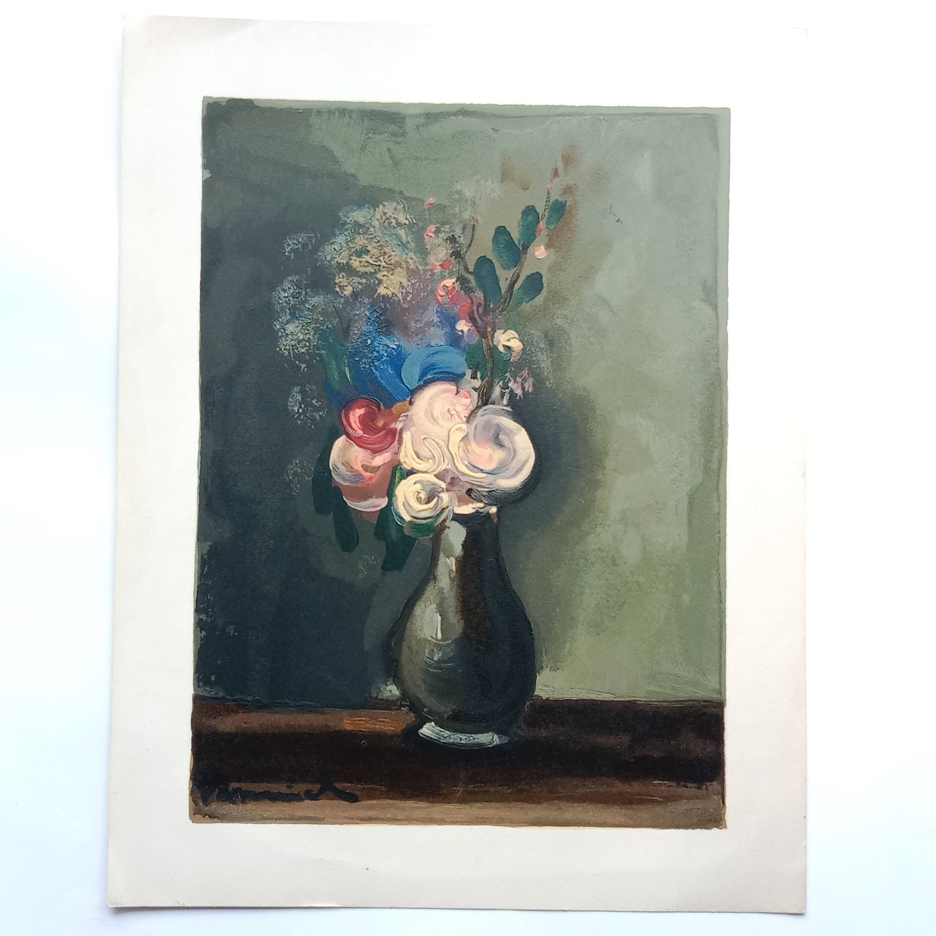 "The Pompom Roses", heliogravure by Raymond Jacquet after Maurice de Vlaminck (1876-1958)