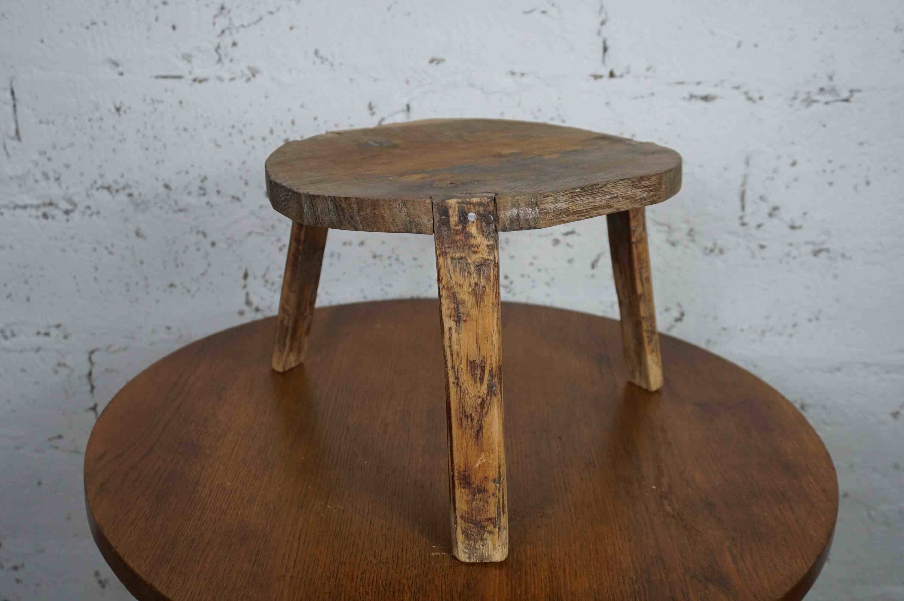 Vintage solid wood tripod stool