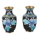 Paire de petits vases en émail cloisonnés Chinois vintage