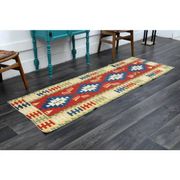 1970s Vintage Turkish Oushak Handmade Wool Cotton Red Runner Rug 78x224