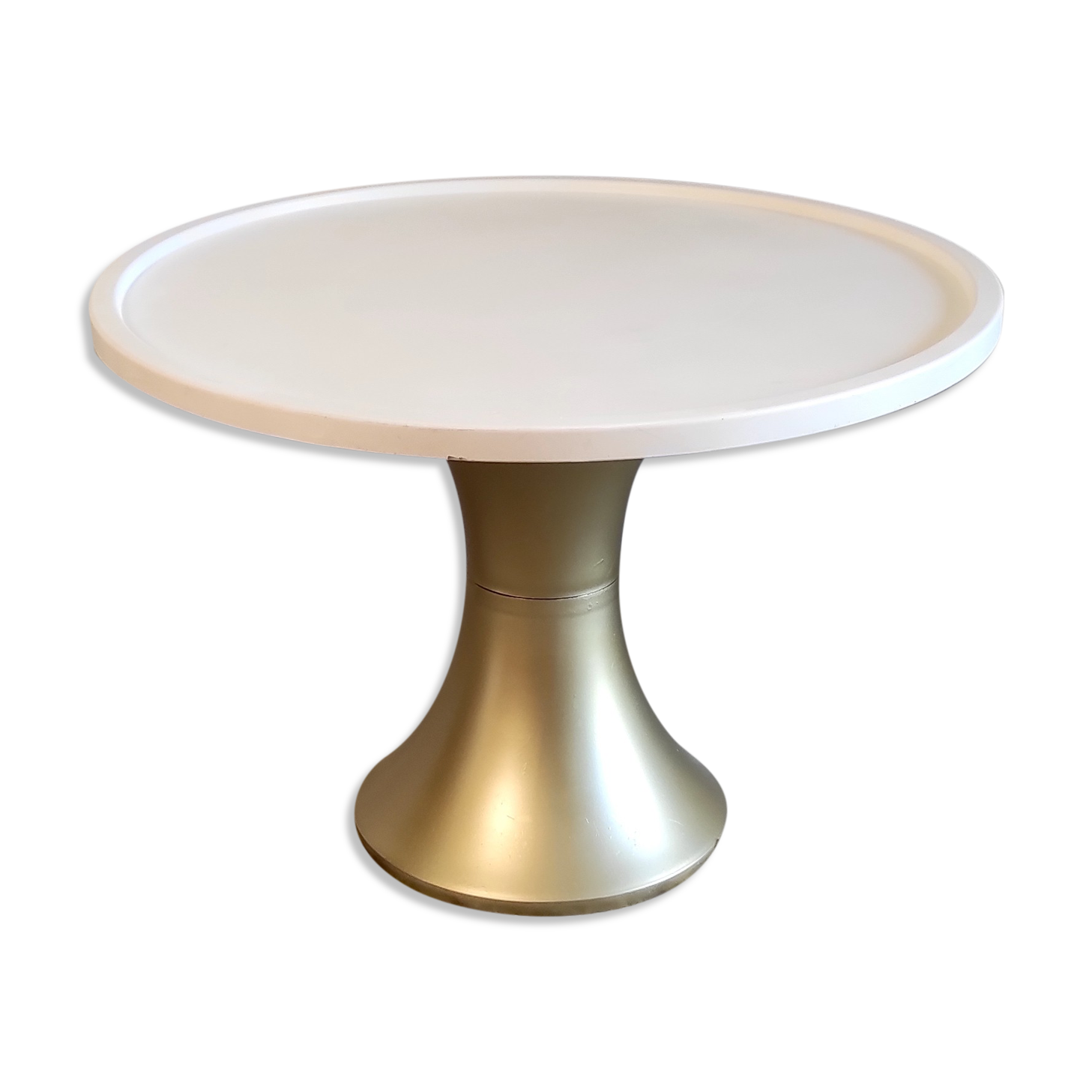 White and gold "tam tam" coffee table – 60s/70s