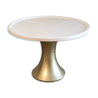 Table basse « tam tam » blanc et doré années 60/70