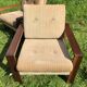 Pair of vintage beige velvet armchairs 60s