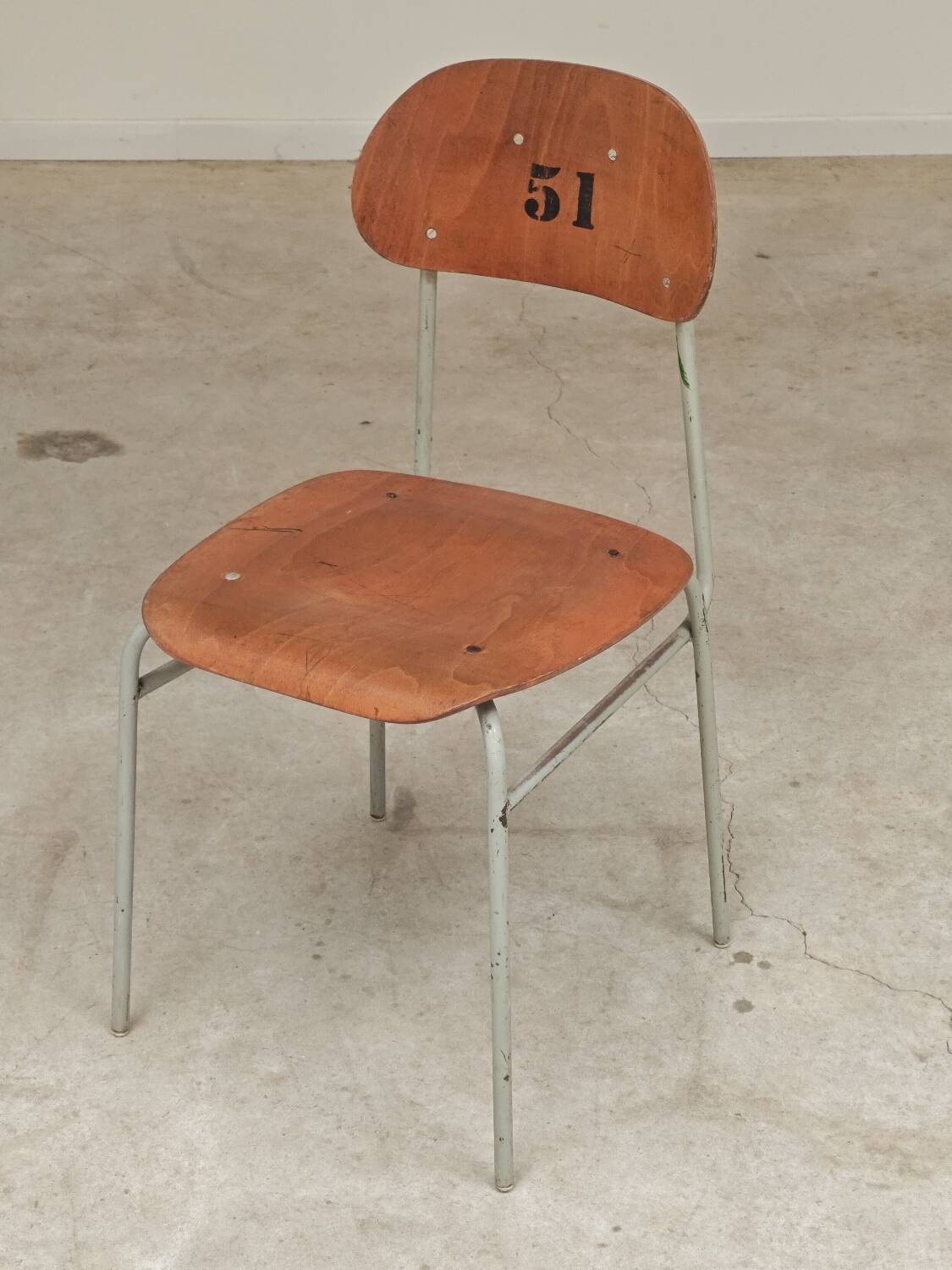 Set of 4 Czech school chairs in industrial style, 1960.