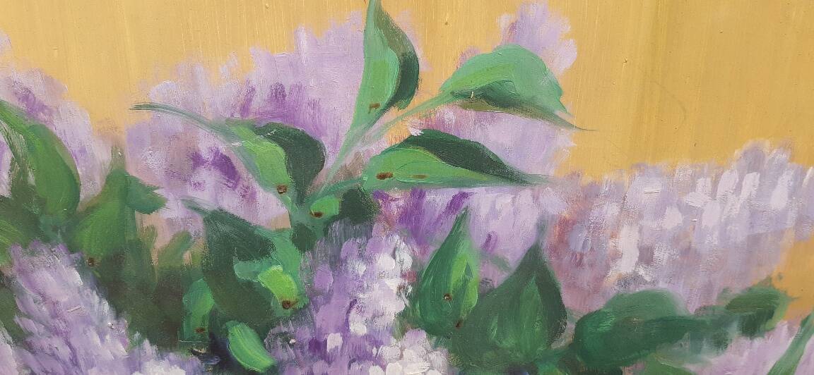 Paul blin (20th century) large oil on isorel – bouquet of lilacs 101 × 68