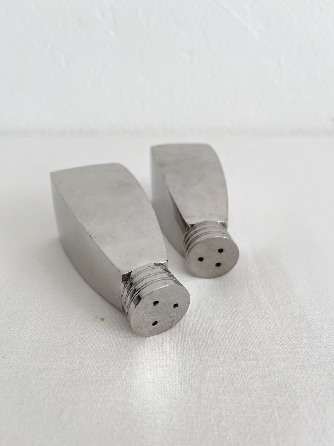 Vintage chrome metal salt and pepper shakers