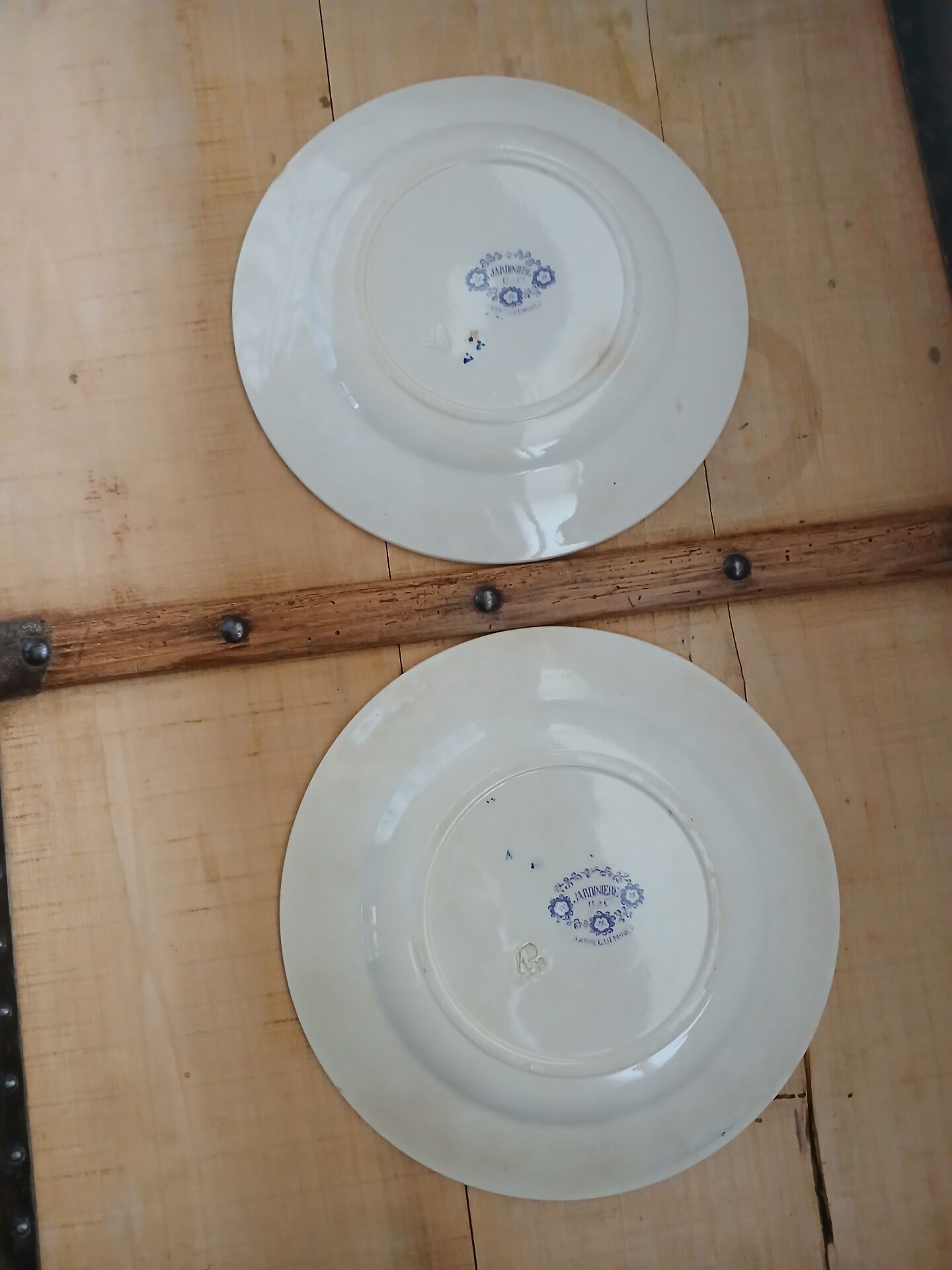 3 antique flat plates in ironstone