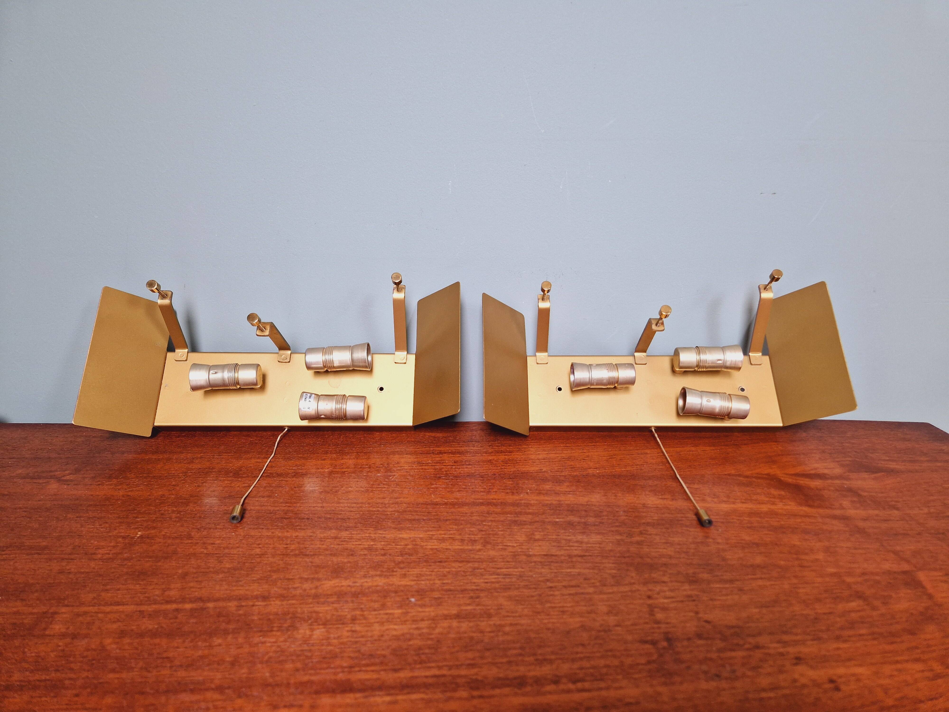 Pair of frosted glass wall lights, Kalmar, 1960s