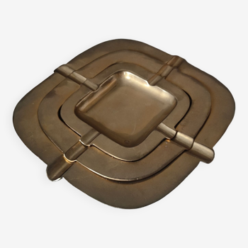 Trio of stackable brass ashtrays