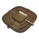 Trio of stackable brass ashtrays
