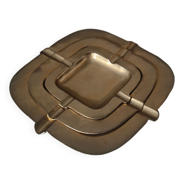 Trio of stackable brass ashtrays