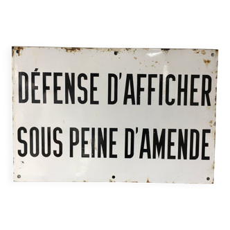 Plaque émaillée Défense d’afficher