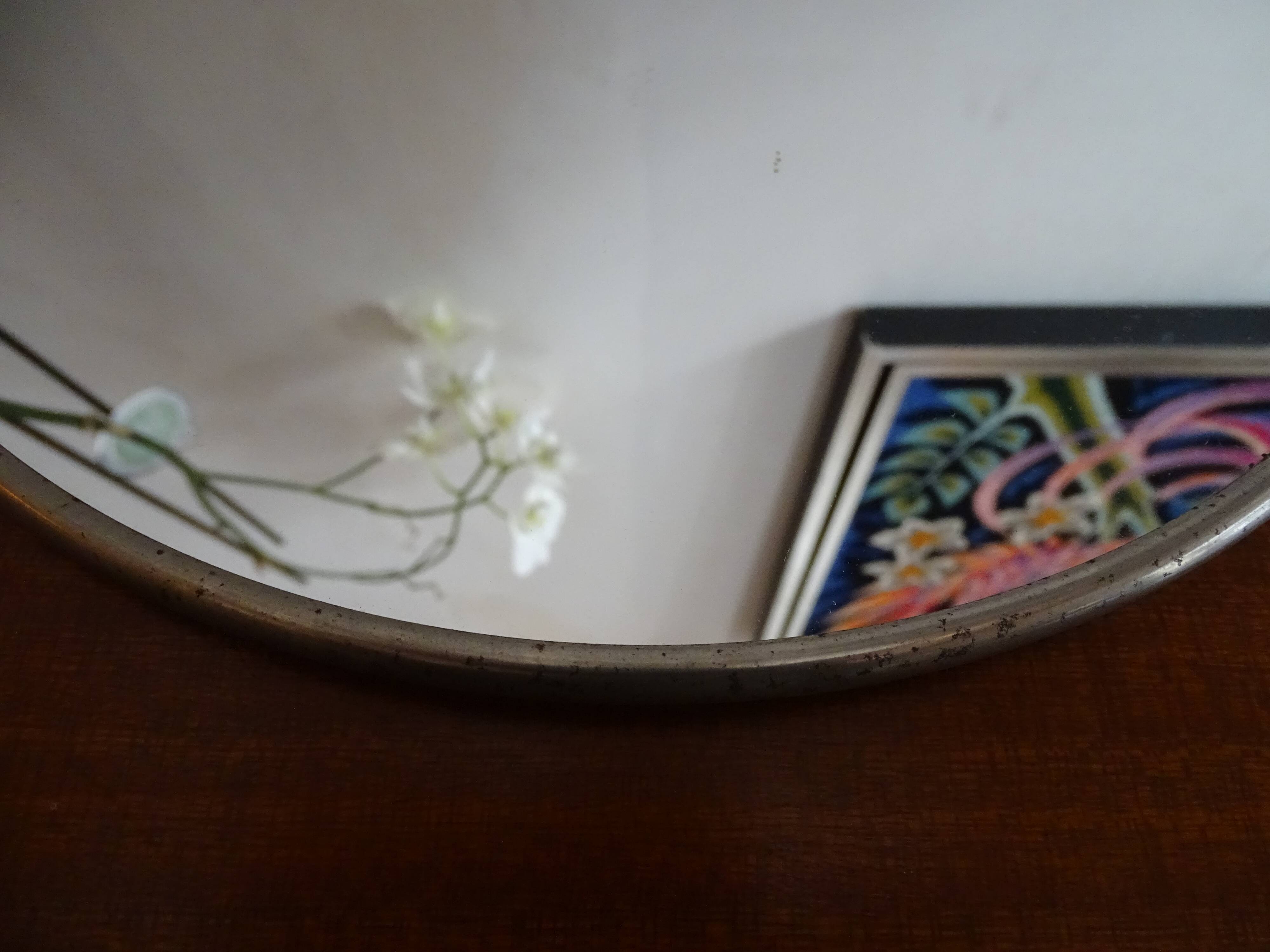 Round barber mirror 28.5 cm vintage 1960